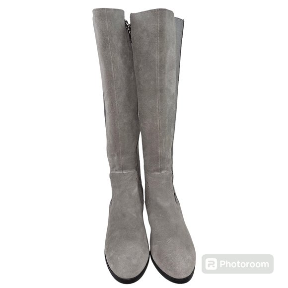 H By Halston Naomi Gray Suede Leather Knee High Heeled Boots in 8.5M - Picture 4 of 5